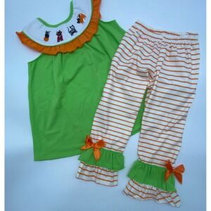 Abby & Evie Girls Size 6 Halloween Cats Embroidered Pants Set NWT Cat‎ New